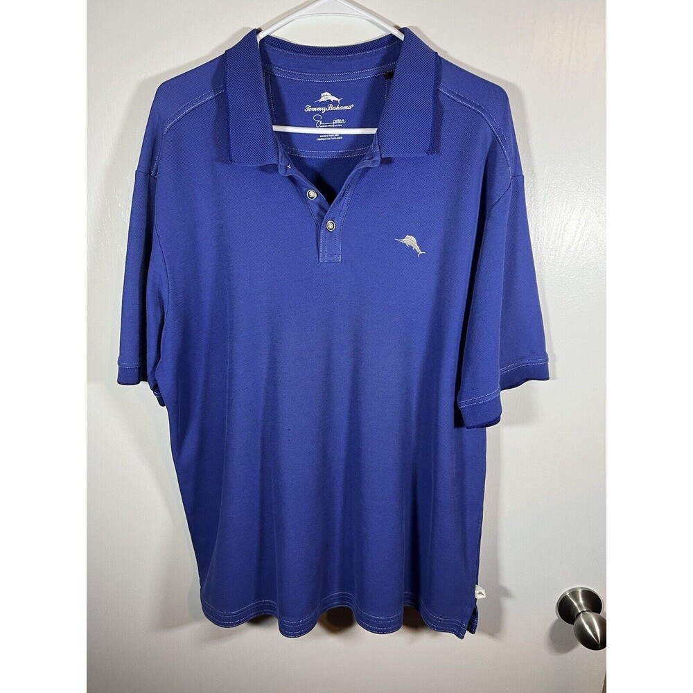 Tommy Bahama Mens Polo Shirt Size Extra Large XL Blue Supima Cotton